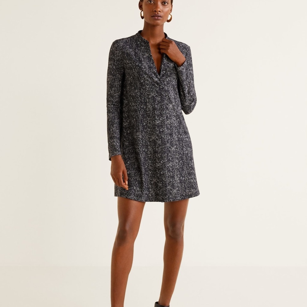 Mango V-neckline dress charcoal size M